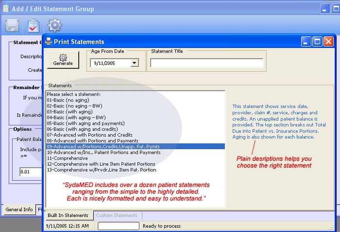 statement dialog